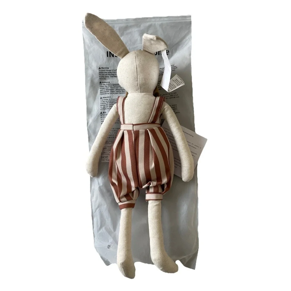 Nordic Home Linen Bunny Plush Doll Neutral Scandinavian Cottagecore Rabbit Decor